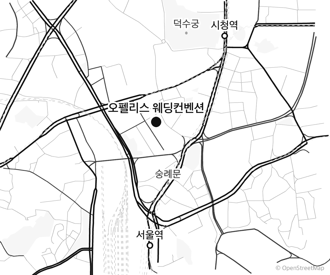 오펠리스 웨딩컨벤션 위치 — 시청역과 서울역 사이, 숭례문 서쪽